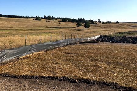 Silt fence and erosion control blanket installed in Colorado Springs, Colorado