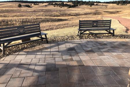 Installed benches around the patio we installed in Winsome, so people can sit around the fireplace we installed. Black Forest, Colorado