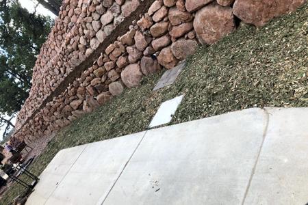 Boulder retaining wall installed in Monument, Colorado