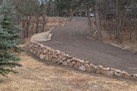 Boulder and segmental retaining wall in Monument, Colorado