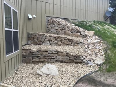 Siloam stone retaining wall in Black Forest Colorado